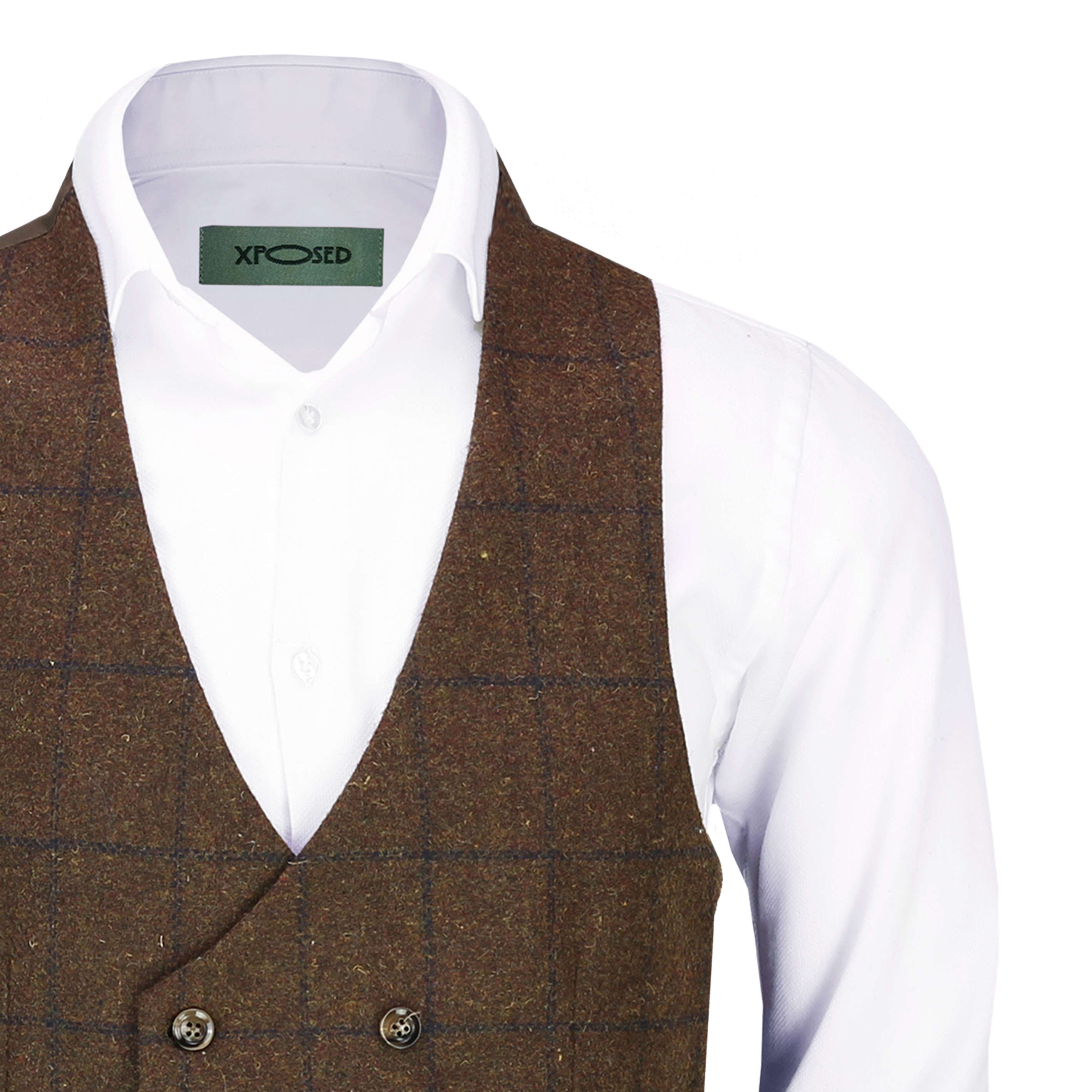 Mens Vintage Double Breasted Tweed Waistcoats Herringbone Check Peaky Blinders Ebay 
